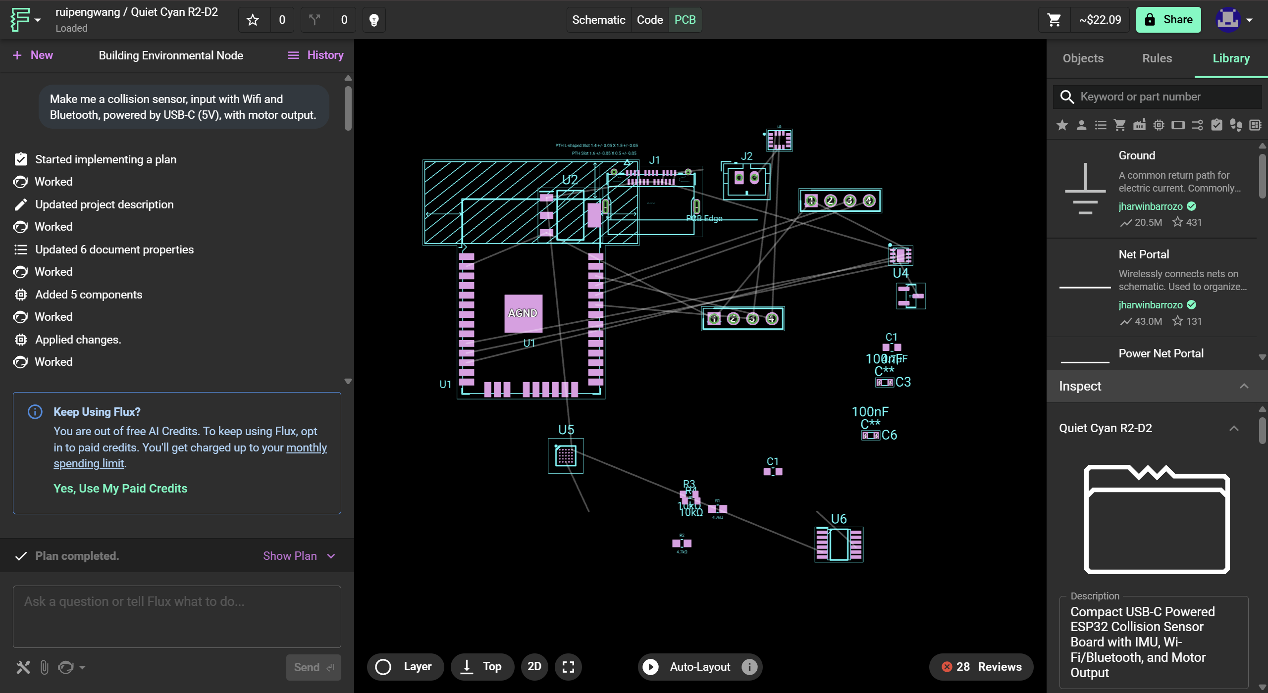 Flux AI PCB generation attempt